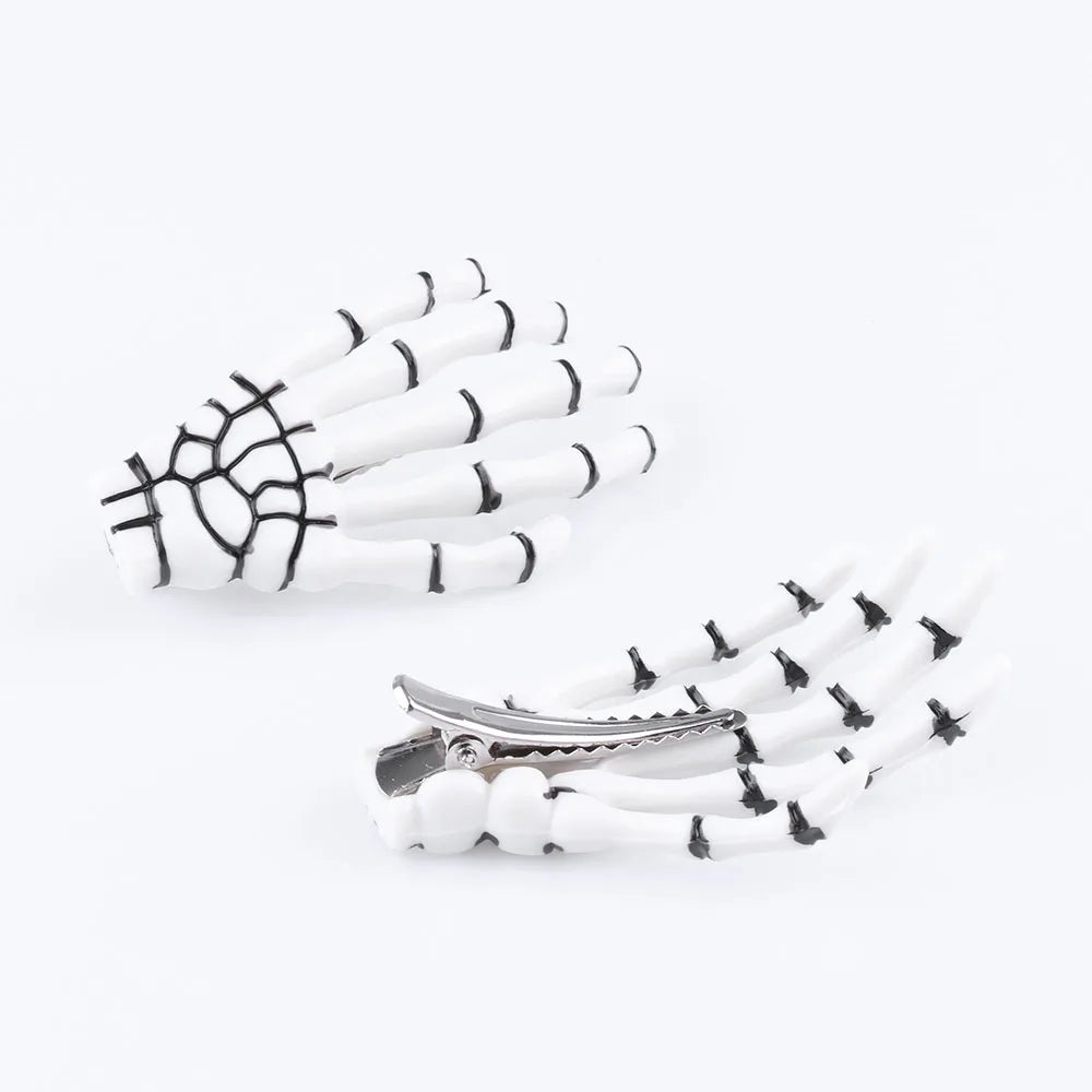 2 Pcs/Set New Skull Hand Bone Hairpin Gripper Ghost Skeleton Hair Clips Hairclips Bone Claw Hair Accessories Mujer Hairclip