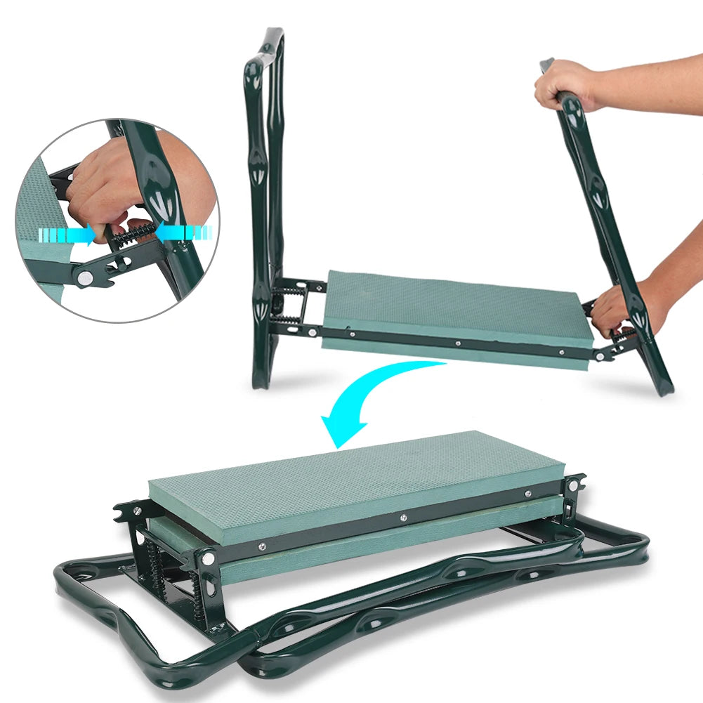 SucceBuy Garden Kneeler and Seat 6 inch Wide Kneeling Pad Heavy Duty Garden Kneeling Stool Folding Garden Seat with 2 Tool Bags