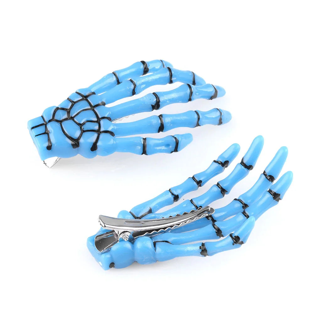 2 Pcs/Set New Skull Hand Bone Hairpin Gripper Ghost Skeleton Hair Clips Hairclips Bone Claw Hair Accessories Mujer Hairclip