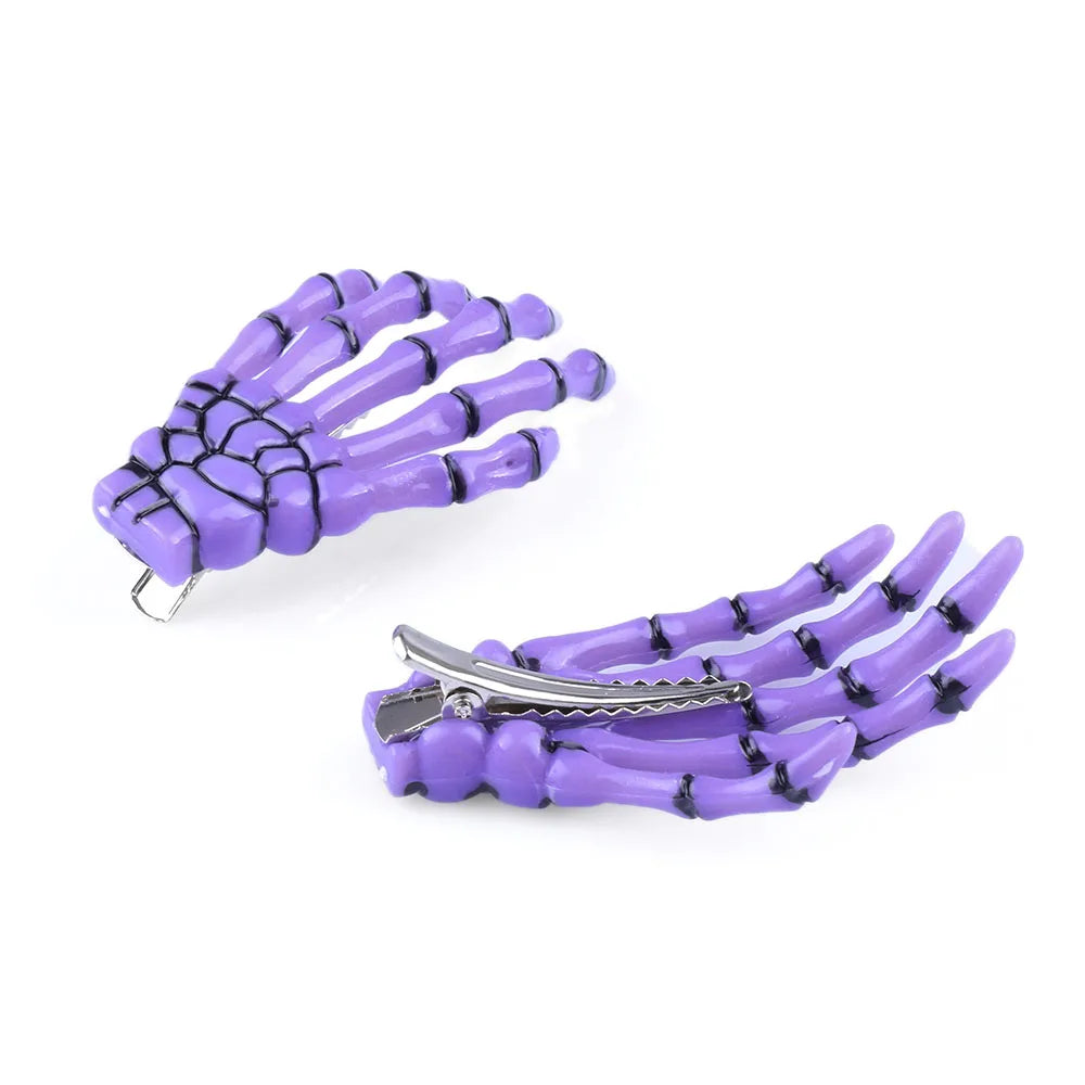 2 Pcs/Set New Skull Hand Bone Hairpin Gripper Ghost Skeleton Hair Clips Hairclips Bone Claw Hair Accessories Mujer Hairclip