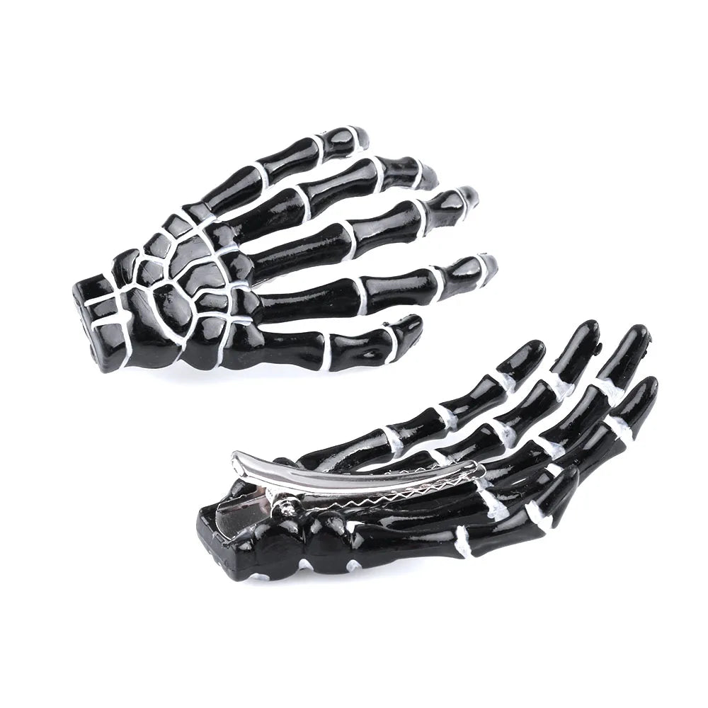 2 Pcs/Set New Skull Hand Bone Hairpin Gripper Ghost Skeleton Hair Clips Hairclips Bone Claw Hair Accessories Mujer Hairclip