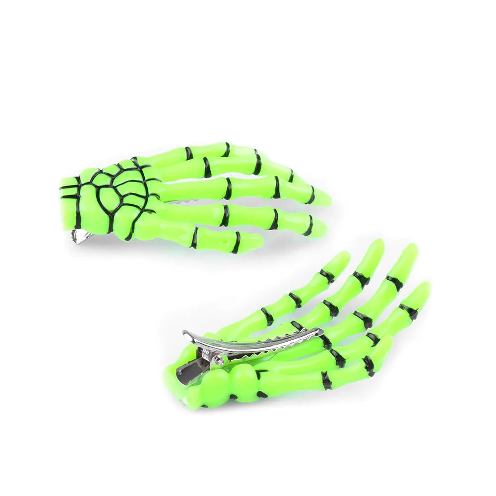 2 Pcs/Set New Skull Hand Bone Hairpin Gripper Ghost Skeleton Hair Clips Hairclips Bone Claw Hair Accessories Mujer Hairclip
