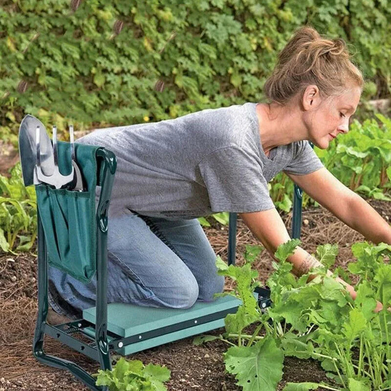 SucceBuy Garden Kneeler and Seat 6 inch Wide Kneeling Pad Heavy Duty Garden Kneeling Stool Folding Garden Seat with 2 Tool Bags
