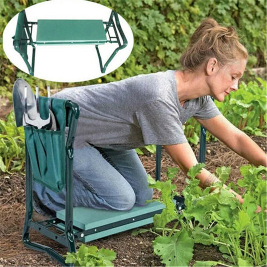 SucceBuy Garden Kneeler and Seat 6 inch Wide Kneeling Pad Heavy Duty Garden Kneeling Stool Folding Garden Seat with 2 Tool Bags