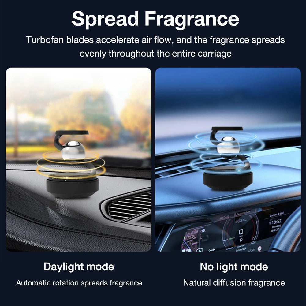 Solar Car Air Freshener Automatic Rotation Dashboard Fragrance Car Perfume Deodorant Oil Diffuser Auto Interiors Accessories