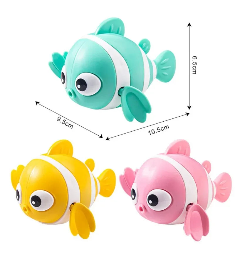 Bath Toys Cute Swimming Clown Fish Bath Toy for Toddlers Floating Wind Up Toys for Boy Girl New Born Baby Bathtub Toddler Toys