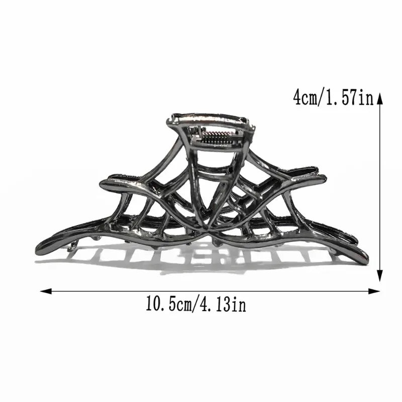 Halloween Spider Skeleton Hair Claw Clips for Women Jewelry Accessories Black Silver Gold Large Barrette Party Headwear