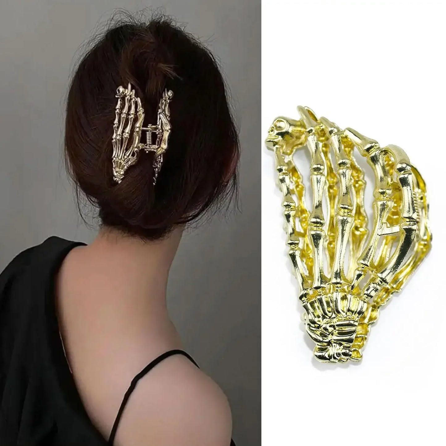 Halloween Spider Skeleton Hair Claw Clips for Women Jewelry Accessories Black Silver Gold Large Barrette Party Headwear