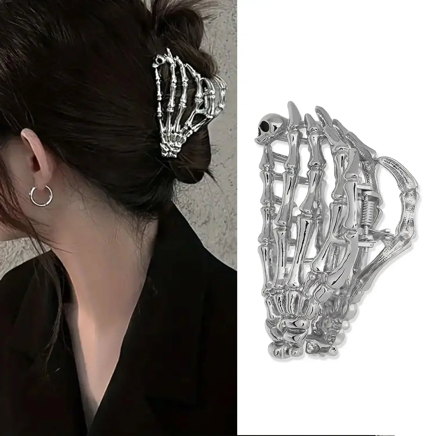 Halloween Spider Skeleton Hair Claw Clips for Women Jewelry Accessories Black Silver Gold Large Barrette Party Headwear