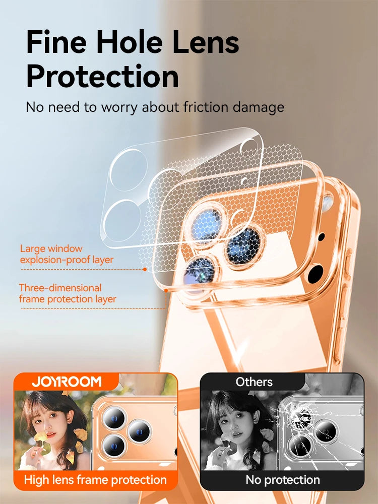 Joyroom For iPhone 17 16 15 Pro Max Case Lens Protection Anti-Yellow Case For iPhone 17 16 Pro Max Transparent Shockproof Cover