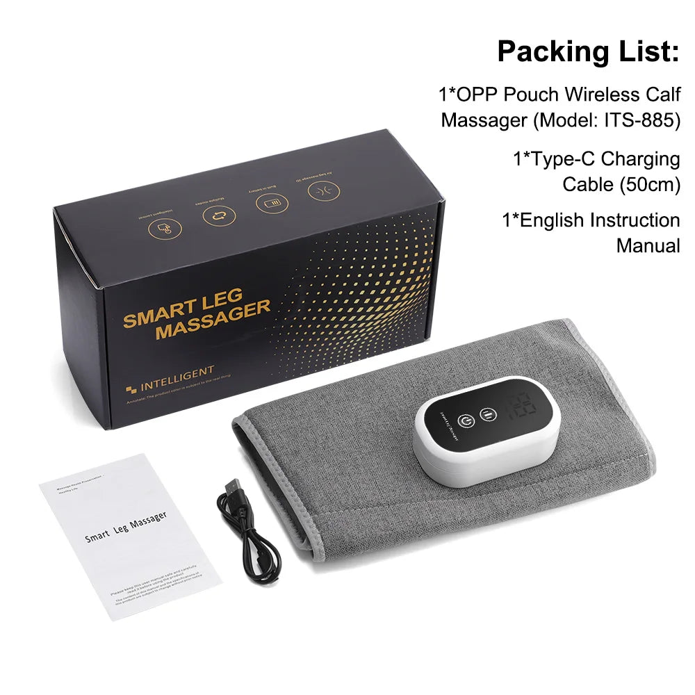 Electric Leg Massager Wireless Rechargeable Air Compression Calf Massage Relax Leg 3 Modes 360° Air Pressure Air Bag Leg Massage