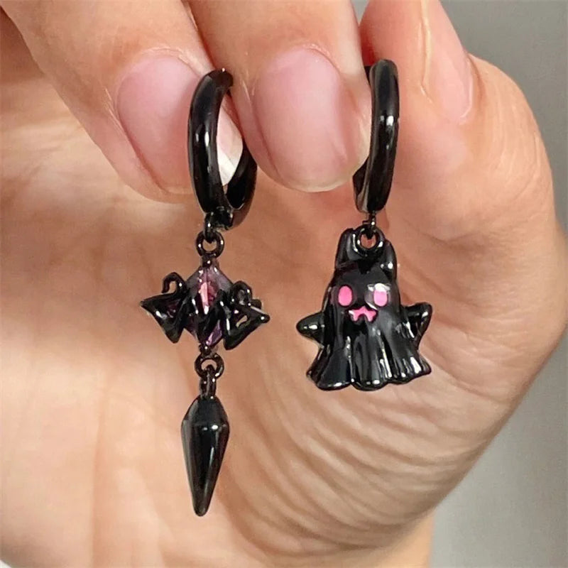 New Halloween Skull Skeleton Drop Earrings for Women Fashion Punk Charm Ghost Spider Web Dangle Earrings Jewelry Gift