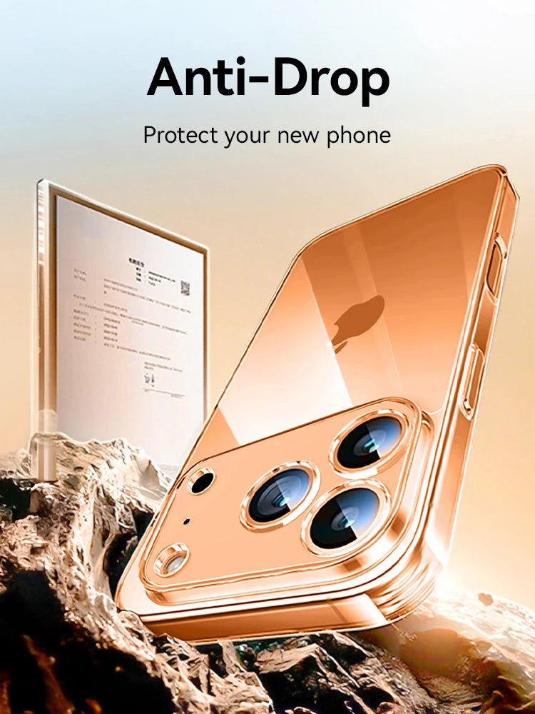 Joyroom For iPhone 17 16 15 Pro Max Case Lens Protection Anti-Yellow Case For iPhone 17 16 Pro Max Transparent Shockproof Cover