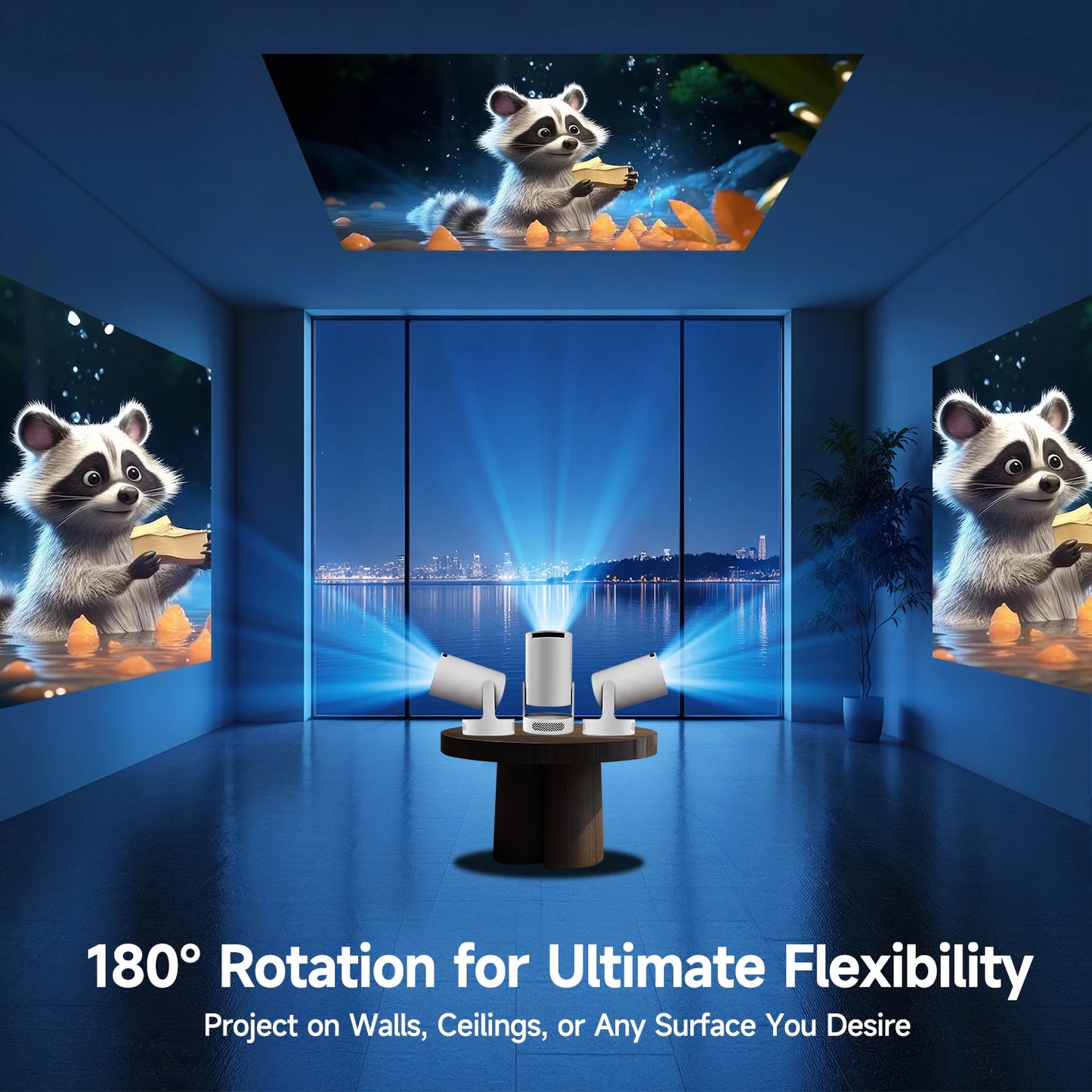 Magcubic HY300 Pro+ 4K Android 11 Portable Projector 8000 Lumens WiFi 6 BT5.4 Outdoor Theater 5W HiFi Speaker 720P HD Supported