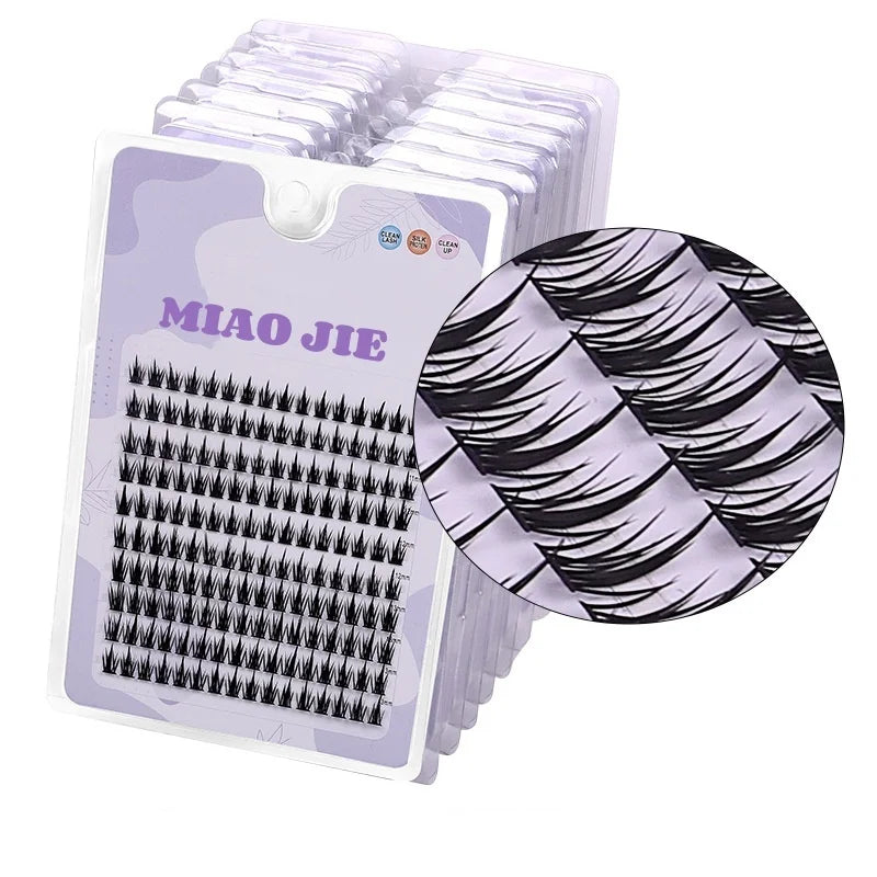 MIAOJIE 160 Rows Cluster Lashes Faux Mink Eyelashes Cluster Natural Eyelash Extension 3D Russia Strip Individual Eyelashes Clust
