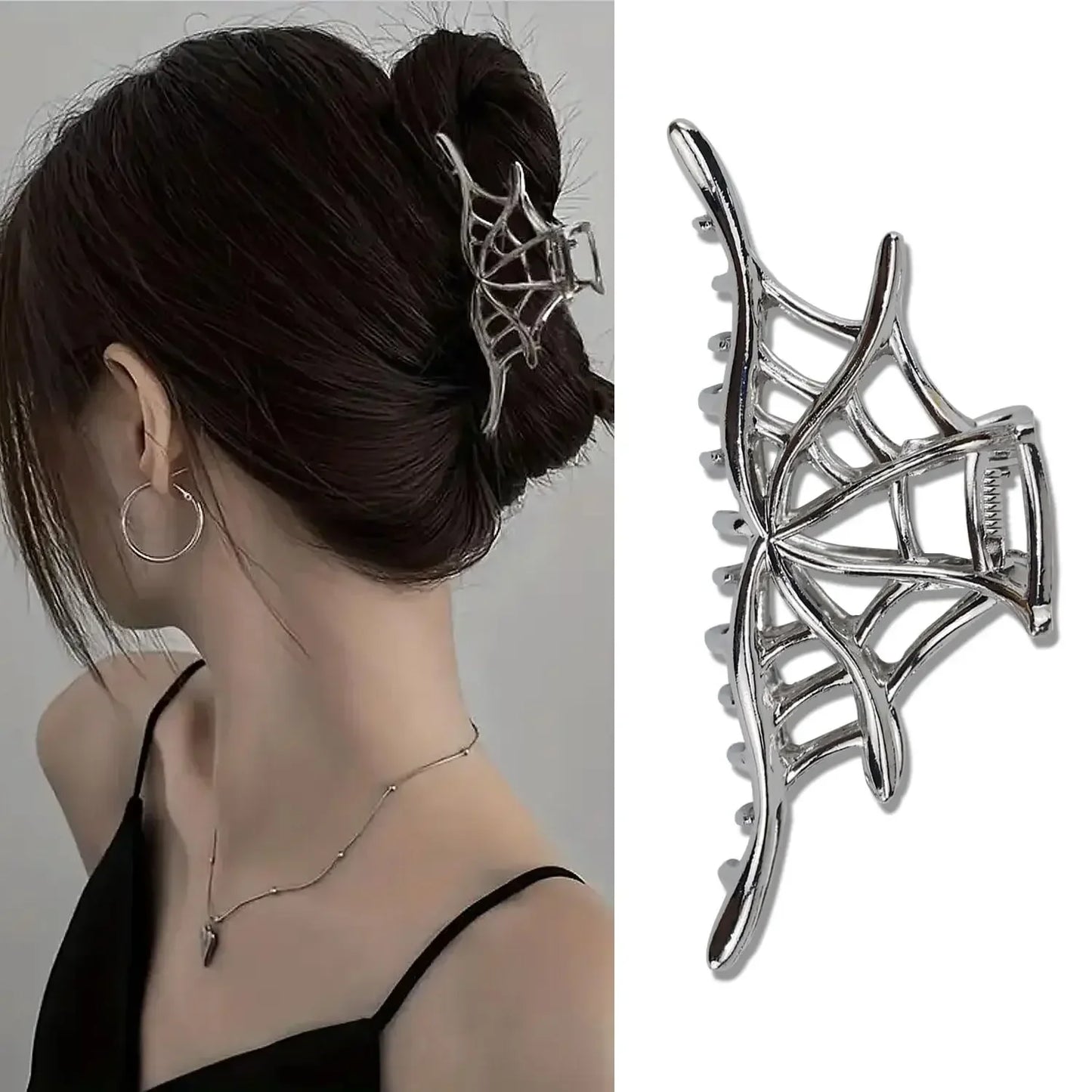 Halloween Spider Skeleton Hair Claw Clips for Women Jewelry Accessories Black Silver Gold Large Barrette Party Headwear