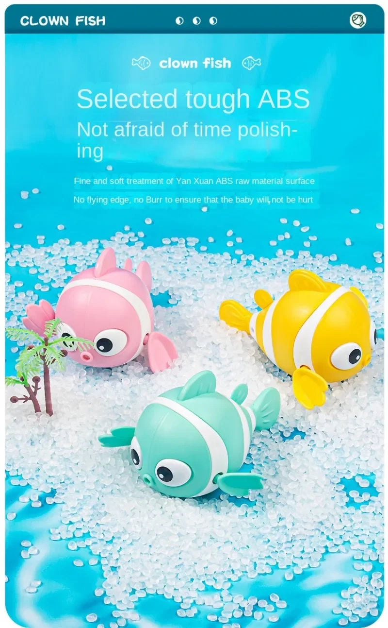 Bath Toys Cute Swimming Clown Fish Bath Toy for Toddlers Floating Wind Up Toys for Boy Girl New Born Baby Bathtub Toddler Toys