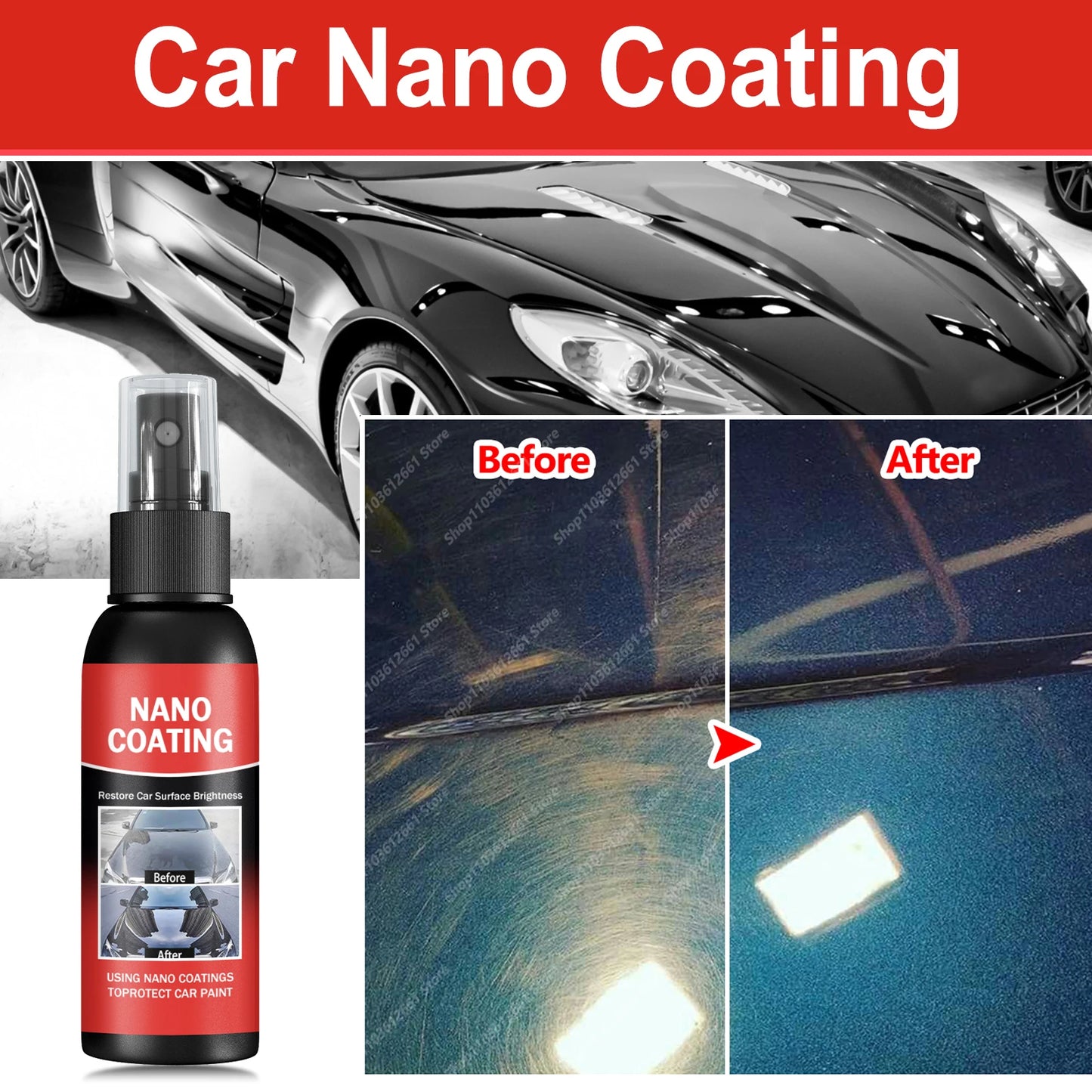 Car Nano Ceramic Coating Kit - Universal Professional Car Beauty, High Gloss Car Paint Repair Protection, Long-Lasting Gloss