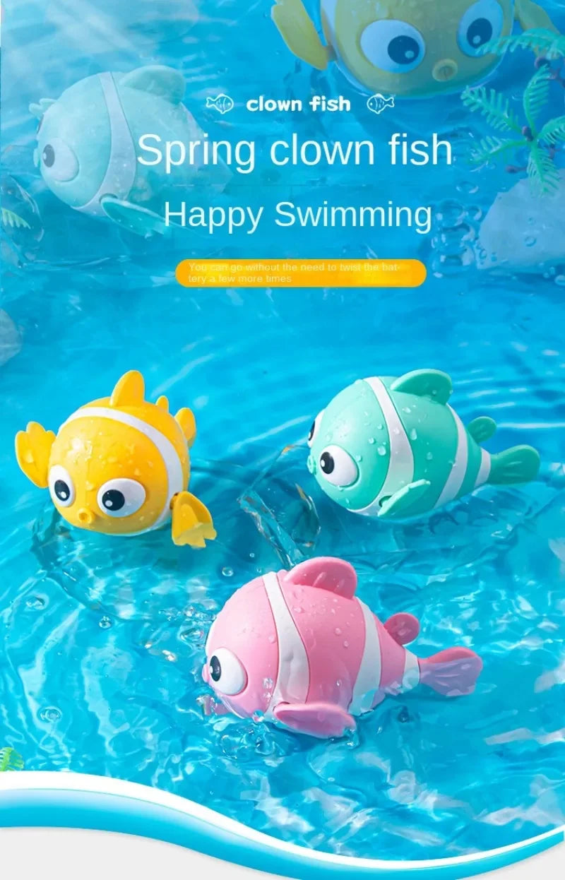 Bath Toys Cute Swimming Clown Fish Bath Toy for Toddlers Floating Wind Up Toys for Boy Girl New Born Baby Bathtub Toddler Toys