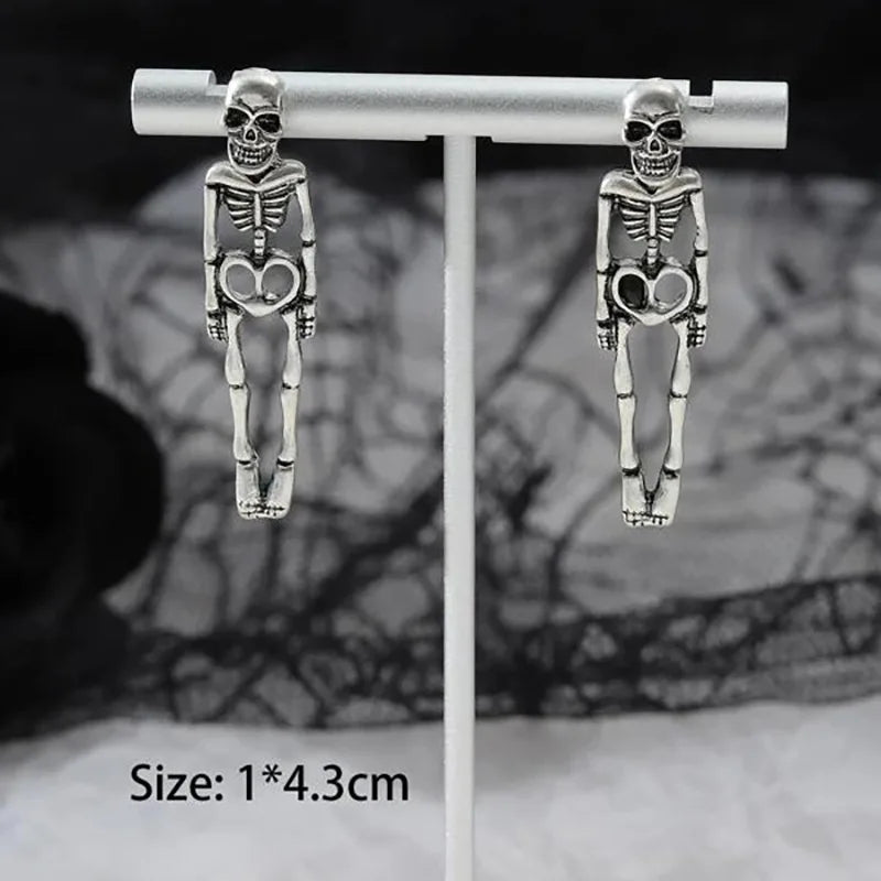 New Halloween Skull Skeleton Drop Earrings for Women Fashion Punk Charm Ghost Spider Web Dangle Earrings Jewelry Gift