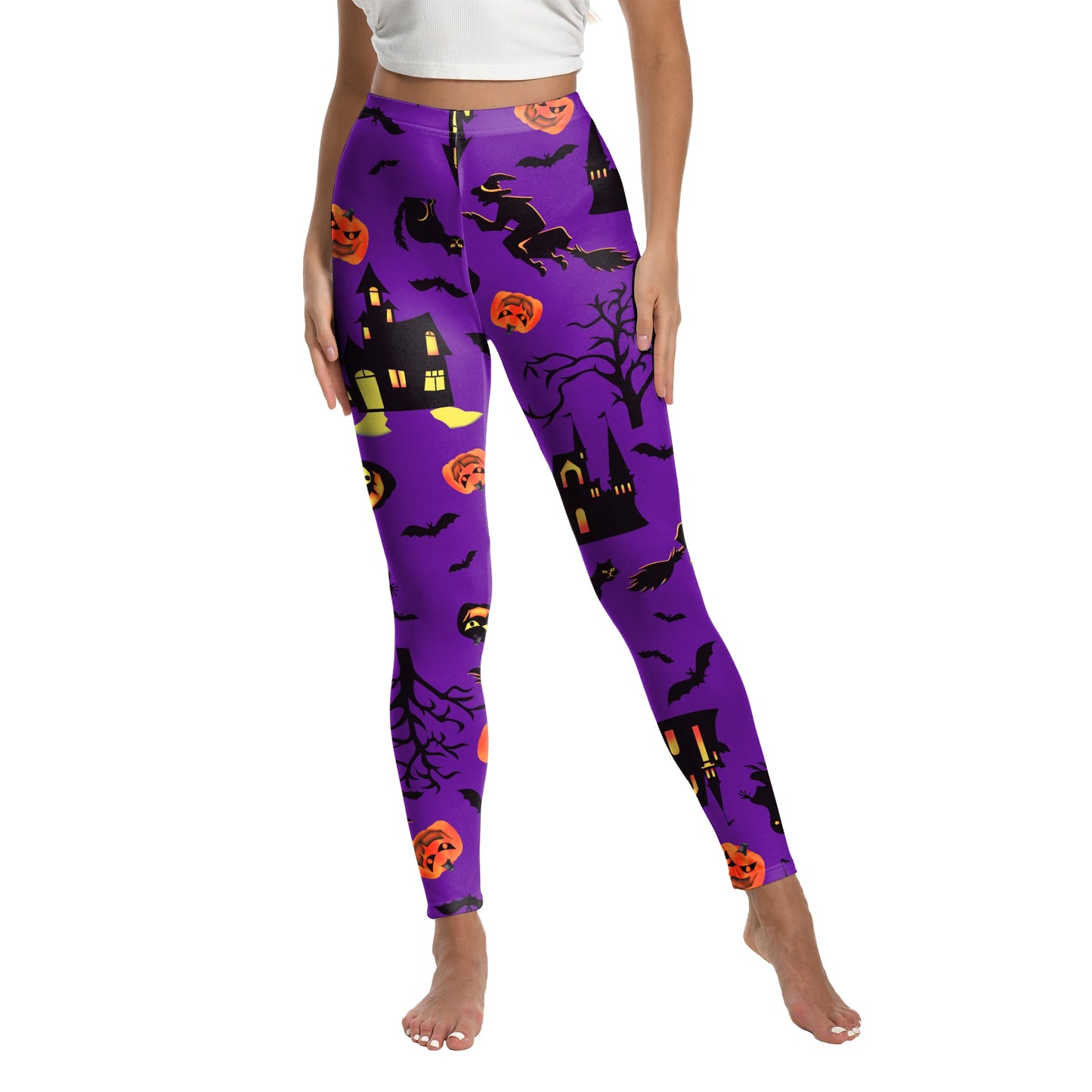 [You're My Secret]Halloween Cosplay 3D Skeleton Printed Leggings stretch elastic Skinny Fit Push Up Pants Women pumpkin Trousers