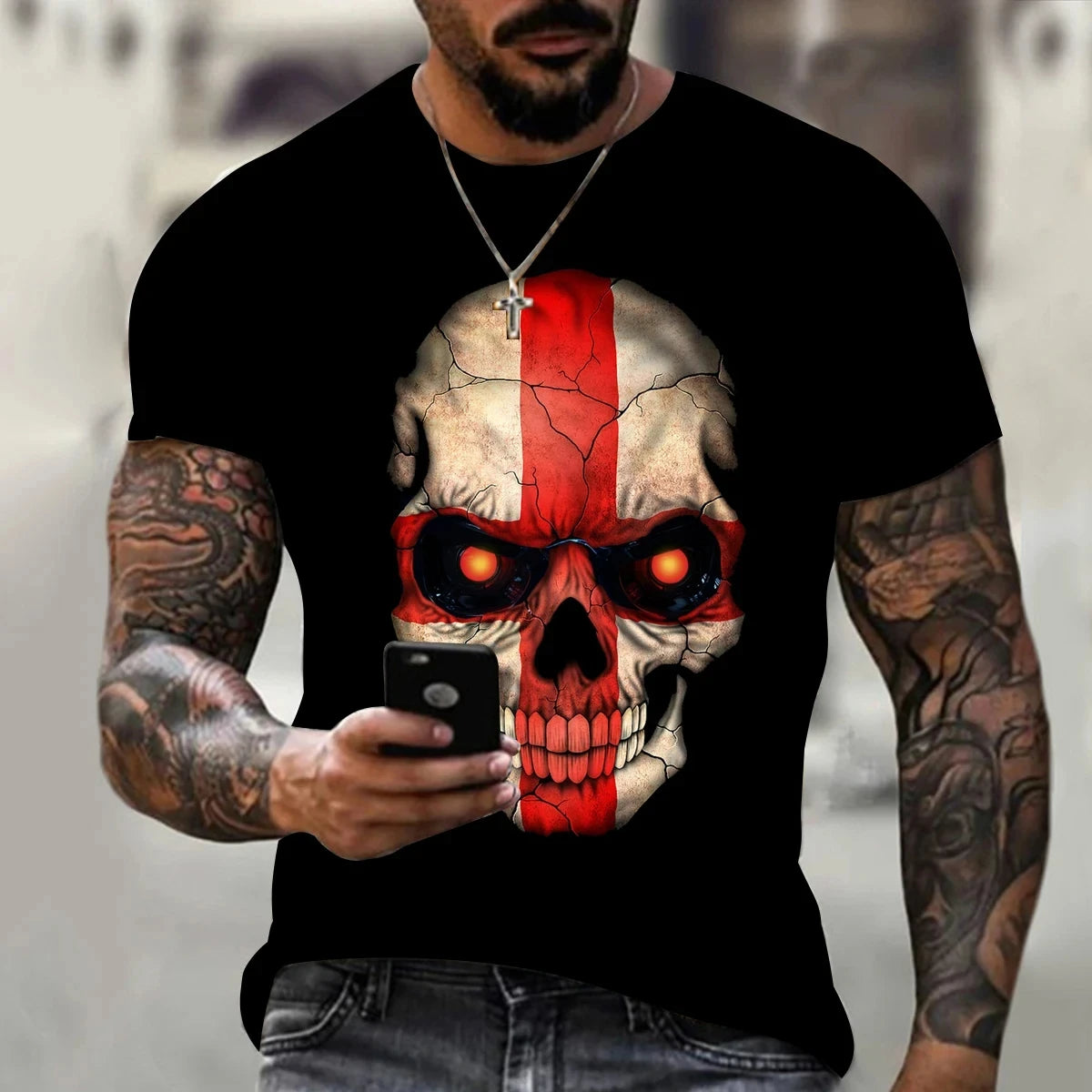 Skull 3D T-shirt for Men Fashion Hip Hop O-Neck Short Sleeve Shirt Harajuku Men's T-shirt Oversized T-shirt Men's Clothing
