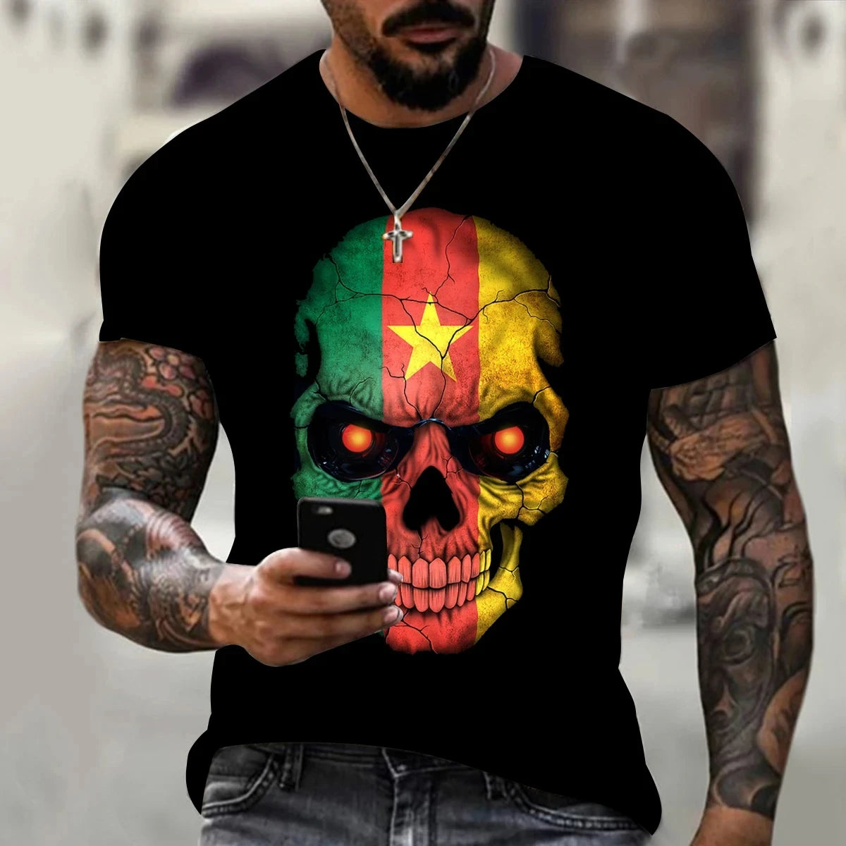 Skull 3D T-shirt for Men Fashion Hip Hop O-Neck Short Sleeve Shirt Harajuku Men's T-shirt Oversized T-shirt Men's Clothing