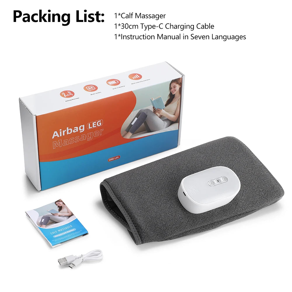 Electric Leg Massager Wireless Rechargeable Air Compression Calf Massage Relax Leg 3 Modes 360° Air Pressure Air Bag Leg Massage