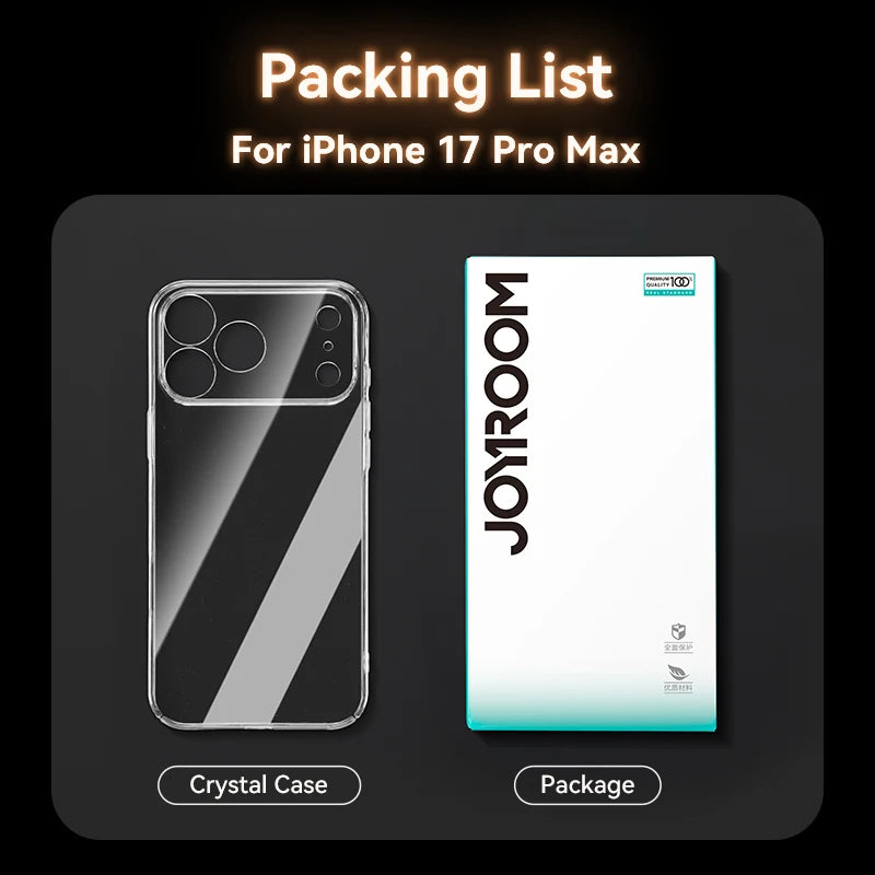 Joyroom For iPhone 17 16 15 Pro Max Case Lens Protection Anti-Yellow Case For iPhone 17 16 Pro Max Transparent Shockproof Cover