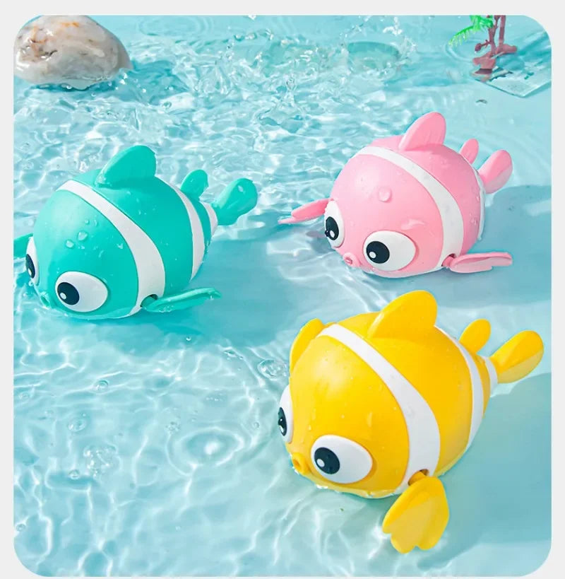 Bath Toys Cute Swimming Clown Fish Bath Toy for Toddlers Floating Wind Up Toys for Boy Girl New Born Baby Bathtub Toddler Toys