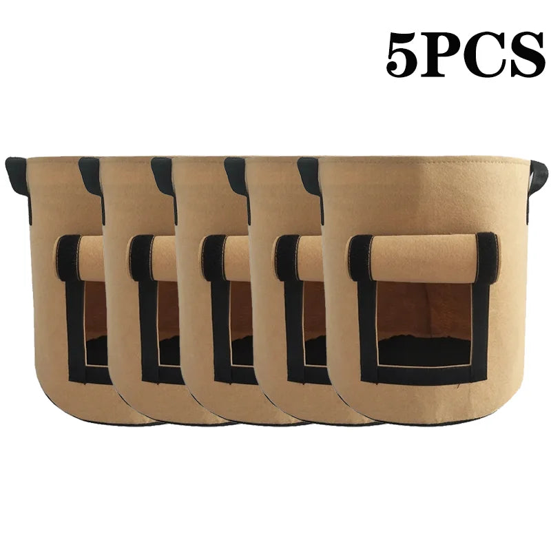 5/10Gallon Felt Plant Grow Bags Nonwoven Fabric Garden Potato Pot Greenhouse Vegetable Growing Bags Moisturizing Vertical Tools