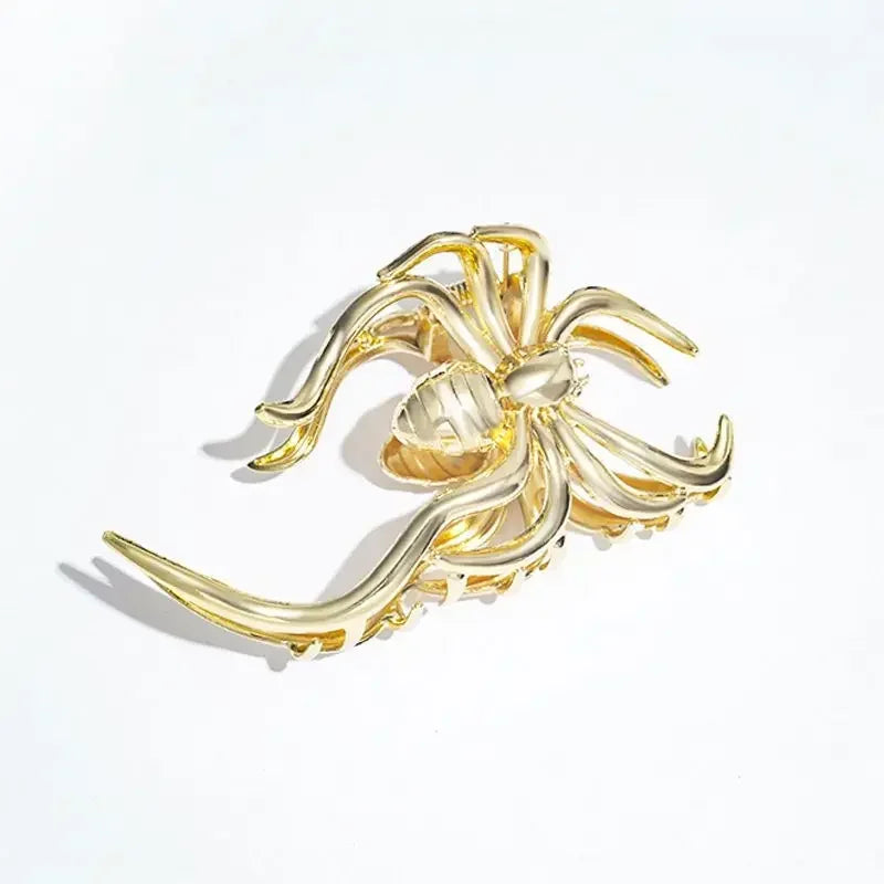 Halloween Spider Skeleton Hair Claw Clips for Women Jewelry Accessories Black Silver Gold Large Barrette Party Headwear