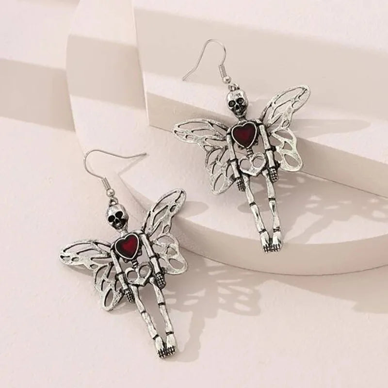 New Halloween Skull Skeleton Drop Earrings for Women Fashion Punk Charm Ghost Spider Web Dangle Earrings Jewelry Gift