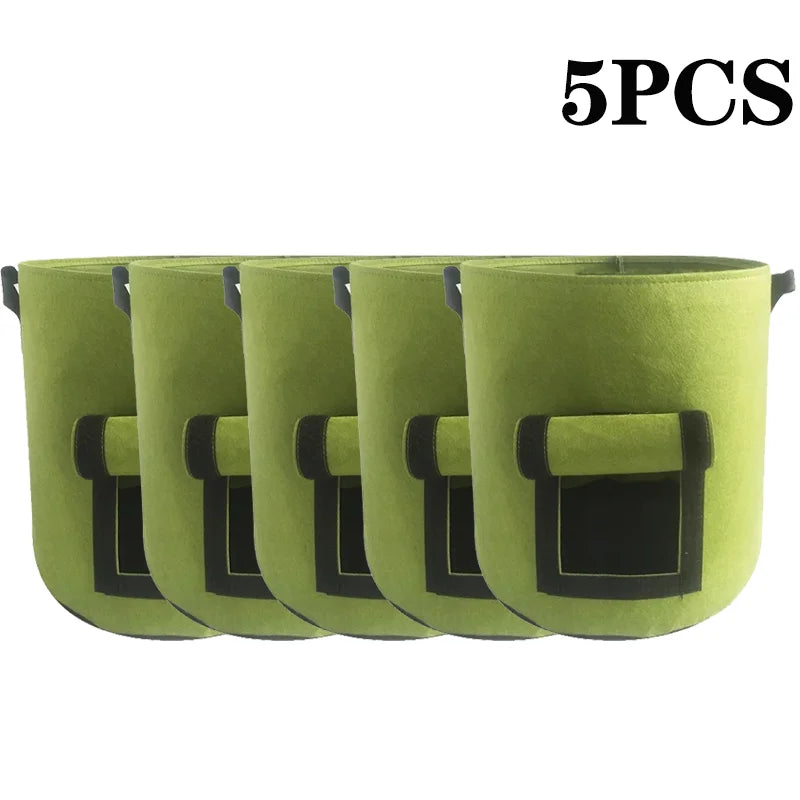 5/10Gallon Felt Plant Grow Bags Nonwoven Fabric Garden Potato Pot Greenhouse Vegetable Growing Bags Moisturizing Vertical Tools