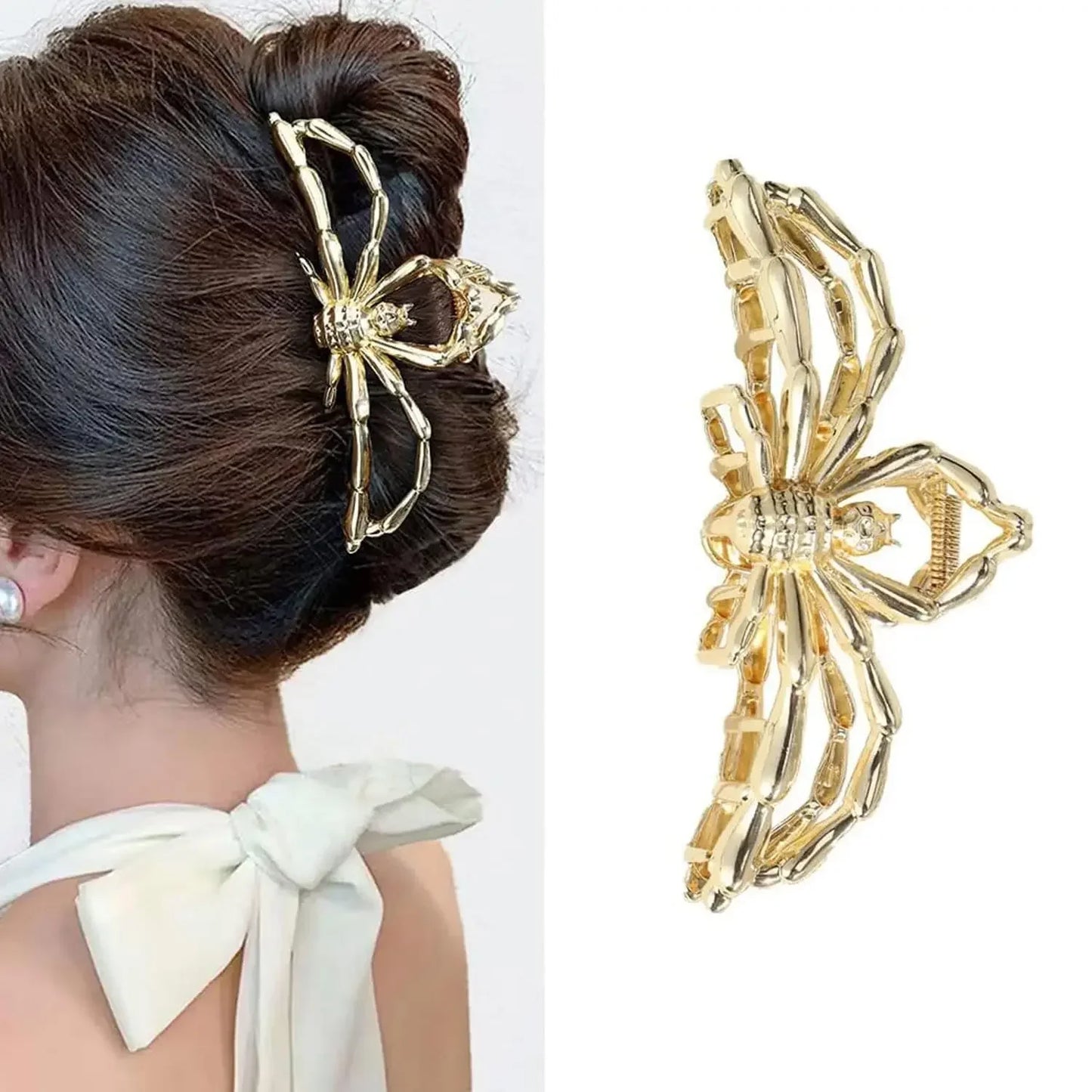 Halloween Spider Skeleton Hair Claw Clips for Women Jewelry Accessories Black Silver Gold Large Barrette Party Headwear