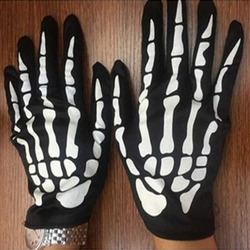 Halloween Gloves Black White Makeup Props Halloween Supplies Naturalness Skull Ghost Claw Gloves Festival Products 2025